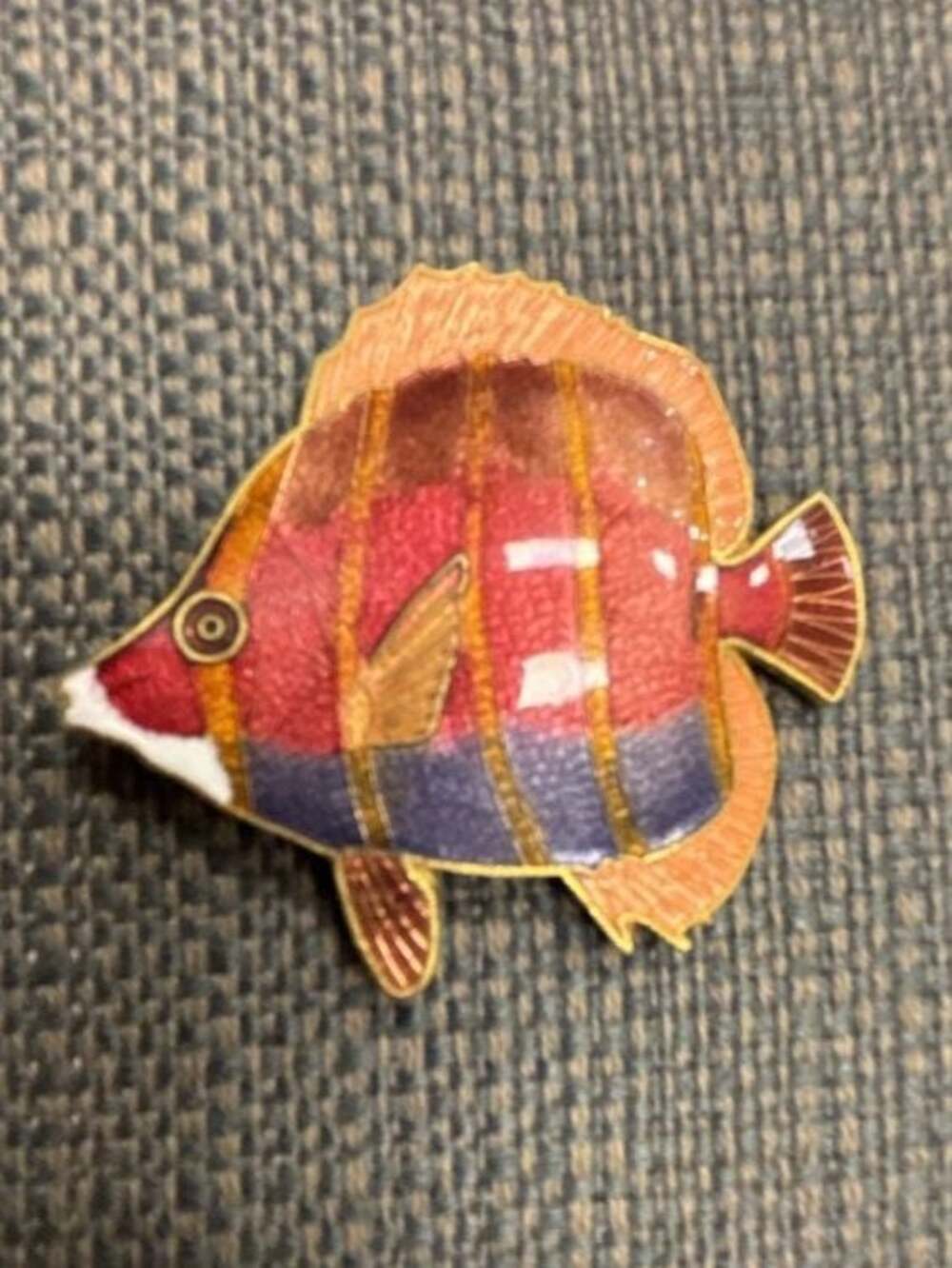 Vintage Cloisonne Enamel Fish Brooch Pin